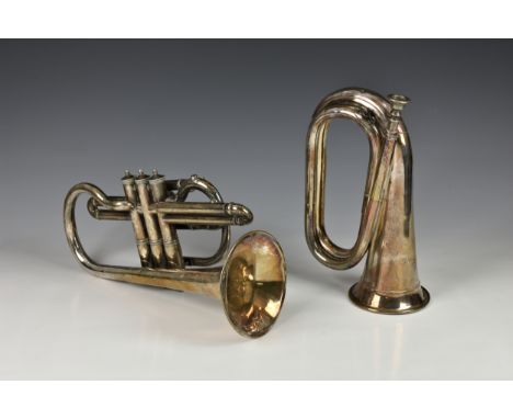 A 19th century silver plated cornet - Koenig Model by Antoine Courtois, Paris, and retailed by S. Arthur Chappell, Sole agent