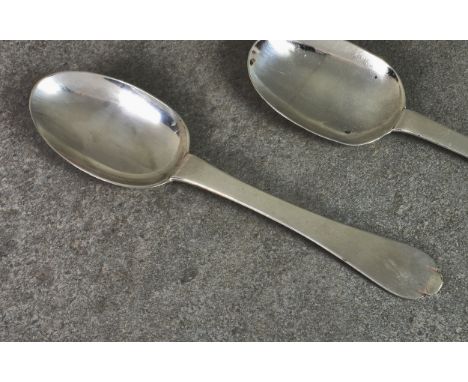 A William III or Queen Anne Channel Islands silver trefid spoon, c.1700, maker's marks PA crowned struck once, (Pierre Amirau