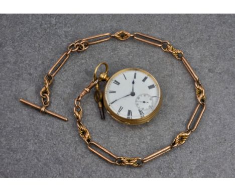 A Victorian 18ct gold open fusee pocket watch, B. H. Joseph &amp; Co., London 1875, the 40mm. Roman enamel dial with subsidia