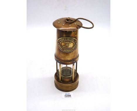 A Brass Miner's Lamp by E. Thomas & Williams Ltd., Aberdare.