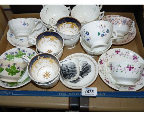 A quantity of china teaware to include: five cabinet cups and saucers, one of Hardrow Scar by E Blyth Hawes Post office, a se