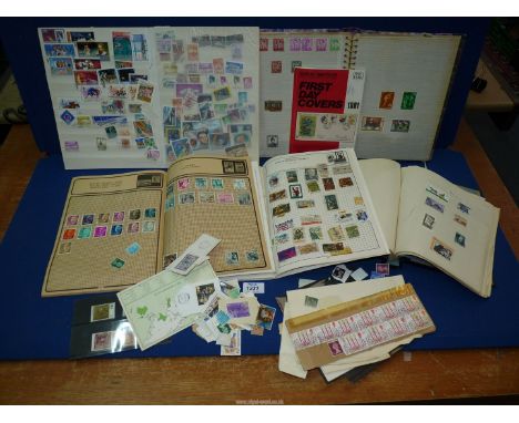 A quantity of loose stamps, albums with contents and a first day cover guide for 1981.