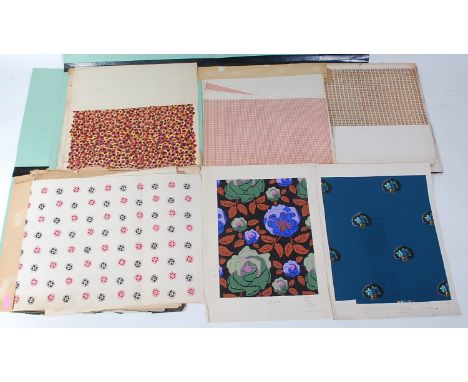 A collection of folios containing tapestry designs, to include those by Raoul Dufy and his contemporaries, mostly works in go