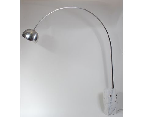 Achille Castiglione (1918-2002) - An Arco lamp, designed 1962, brushed aluminium and white variegated marble, the adjustable 