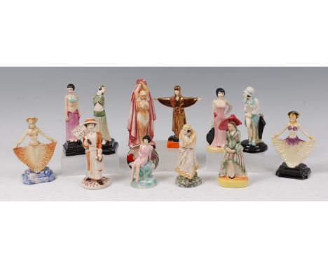 A collection of twelve Kevin Francis & Peggy Davies miniature ceramic figures, each underglaze painted, to include; Mini Clar