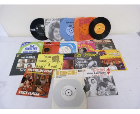 French 45rpm records in ps to include Rolling Stones, The Beatles, The Sweet, Cat Stevens. Also UK Peter Denyer/Fenn Street G