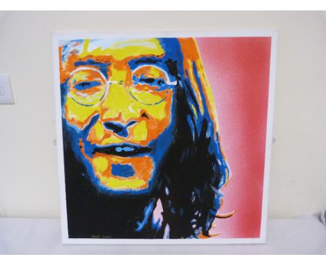 Pop Art, mixed media, depicting a portrait of John Lennon, signed in gold lower left Stewart Crawford.