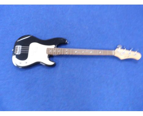 Stagg electric bass guitar, black and white.