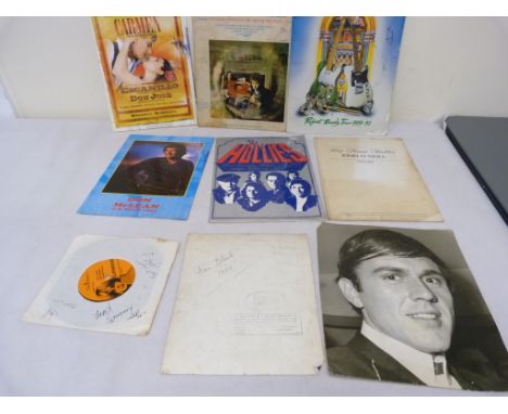 Autographs, tour books, photographs and music book inc Dave Clark, Ian Black, The Hollies book signed in silver pen by the ba