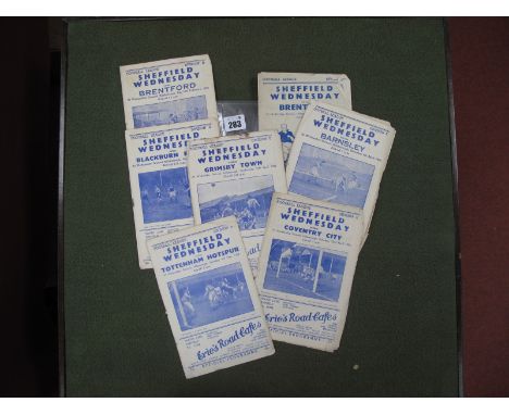Sheffield Wednesday Home Programmes, 1947-8 v. Brentford (poor), 1949-50 v. Barnsley, Blackburn, Brentford, Coventry, Grimsby