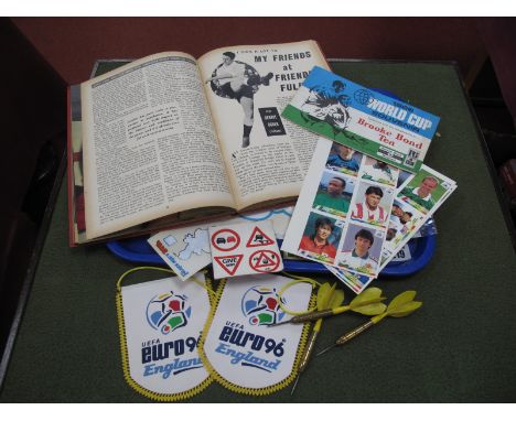 Panini France 98 Stickes x 18, BP Cards, Brooke Bond 1966 Souvenir, Buchans Annual, Euro 96 pennants, etc.