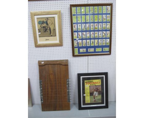Cricket Print 'June' Featuring Image of Early Batting Scene, player cigarette cards Buchan's monthly magazine, all framed. Sh
