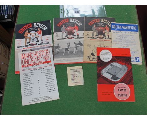 Manchester United Programmes 1947 - 48 v. Preston - F.A Cup (inside page tear). 48 - 9 v. Stoke (rusty staples). 55 - 6 away 