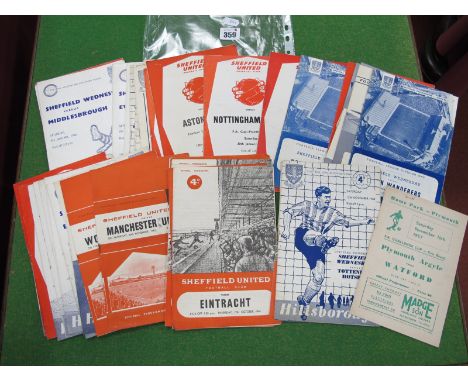 Sheffield United Programmes, 61-2 v. Eintracht, Manchester United, Sheffield Wednesday 1960-1 v. Tottenham, 59-60 v. Torpedo,