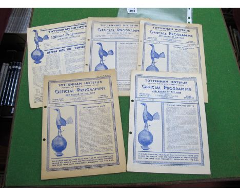 Tottenham Hotspur Home Programmes, 1946-7 v. Arsenal - Friendly Match, Reserves v. Arsenal Reserves, Swansea Town Reserves - 