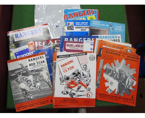Glasgow Rangers Programmes - 56 - 7 v. Clyde - Glasgow Cup Final, 58 - 9 v. Napoli, Zurich, 60 - 1 v. Anderlecht, Red Star, E