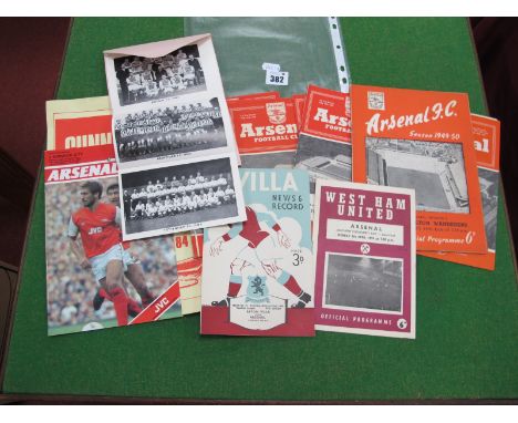 Arsenal Programmes, 49-50 v. Bolton, 52-3 v. Portsmouth, 54-5 v. Manchester United, 55-6 v. Wolves, 58-9 v. Manchester United