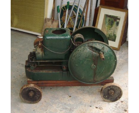 Vintage stationary engine by Fairbanks Morse on trolley