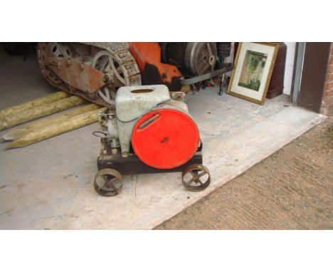 Vintage stationary engine by on trolley makers mark indiscernible