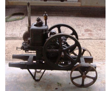 Vintage stationary engine by ? No 130348 on trolley