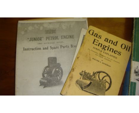 Assorted vintage stationary engine parts books, service manuals and ephemera