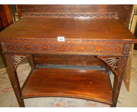 A carved mahogany hall table with bottom shelf, COLLECT ONLY.