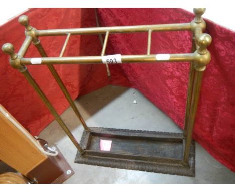 A late Victorian brass and iron stick/umbrella stand. COLLECT ONLY.