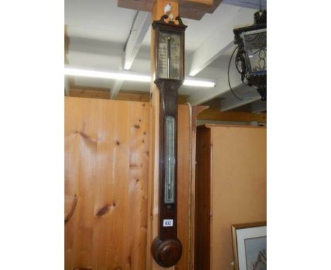 A mid Victorian stick barometer. COLLECT ONLY.