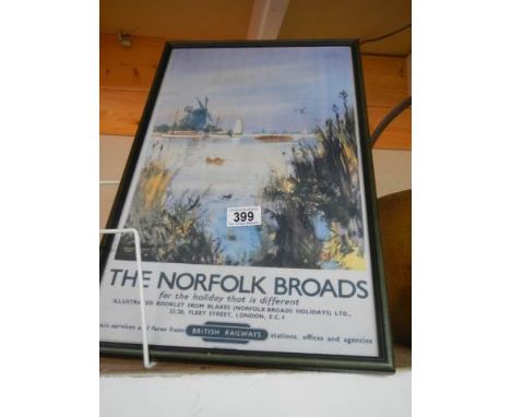 An old Norfolk Broads advertising print, COLLECT ONLY.Grade good condition, currently sealed in frame hindering further inves