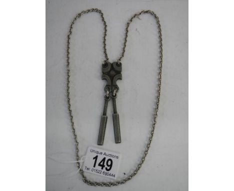 A vintage Elvino Hillestad pewter pendant necklace marked Norway EH 47.