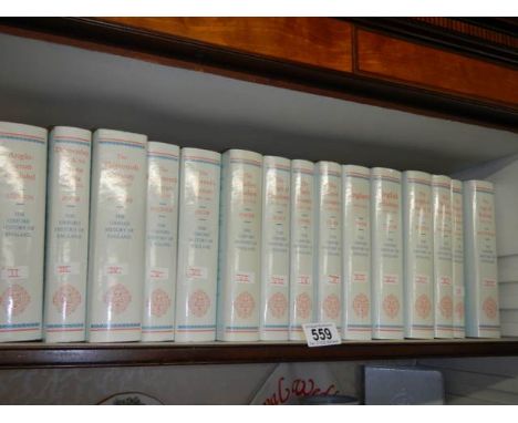 A shelf of The Oxford History of England books.