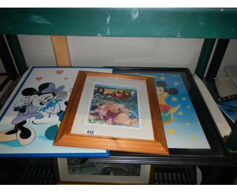 Two Disney prints and a Winnie the Pooh print, COLLECT ONLY.