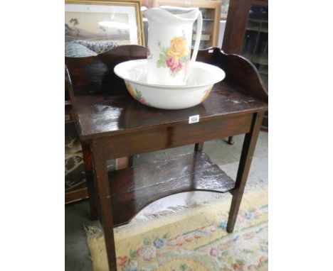 An early 20th century wash stand complete with jug and basin set, COLLECT ONLY.