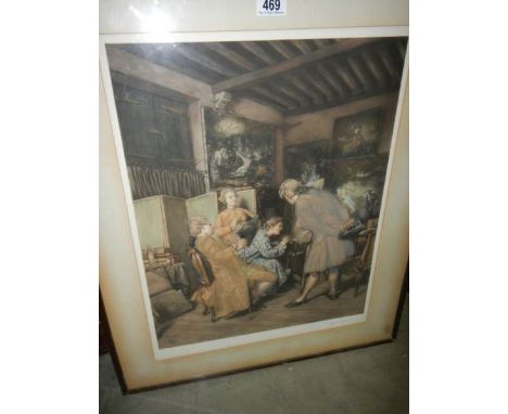 A framed and glazed engraving of an art forger signed Albert Galian, COLLECT ONLY.