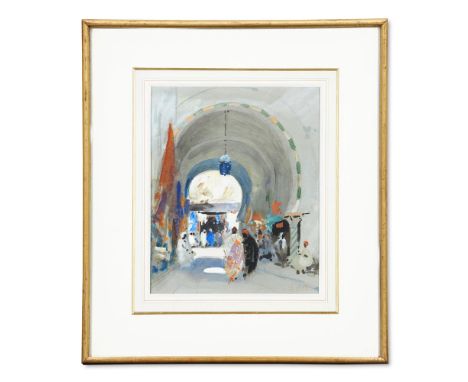HERCULES BRABAZON BRABAZON (ENGLISH 1821-1906)  FIGURES IN A TURKISH BAZAAR  Pencil, watercolour and gouache  Signed with ini