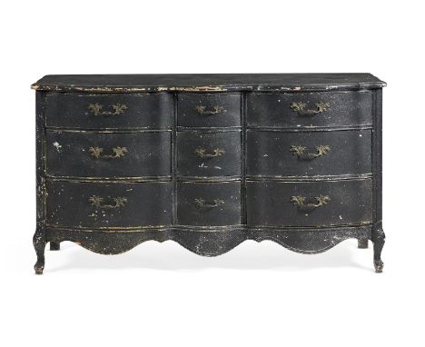 AN AMERICAN COMMODE IN LOUIS XV STYLE, LATE 20TH CENTURY The interior of a drawer ink stamped 'INSPECTOR JUN 29 1981', the ba