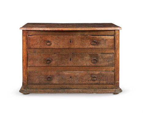 A FRENCH CHESTNUT COMMODE  18TH CENTURY  With marble top  78.5cm high, 123cm wide, 67cm deep   Condition Report:  Marks, knoc