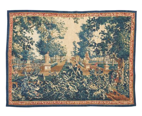 A VERDURE TAPESTRY OF A FORMAL GARDEN LANDSCAPE POSSIBLY LILLE OR FLEMISH, EARLY 18TH CENTURY Depicting a tree lined avenue, 