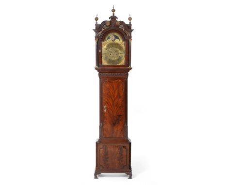 A Mahogany Eight Day Longcase Clock, signed Joseph Smith, Chester, circa 1780, swan neck pediment with carved flower head cap