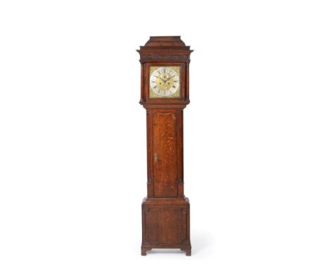 An Oak Eight Day Longcase Clock, signed S.Whalley, Manchester, circa 1770, caddied pediment, case with mahogany crossbanding,