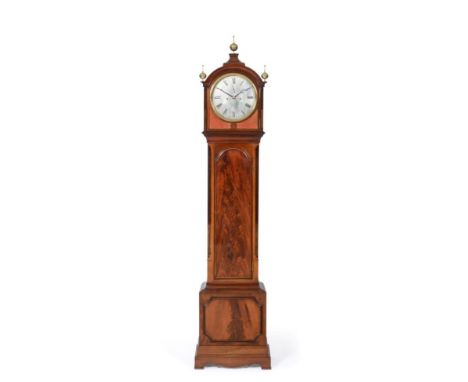 A Regency Style Mahogany Eight Day Longcase Clock, signed Maple &amp; Co Ltd, London, circa 1900, arch pediment, fish scale f