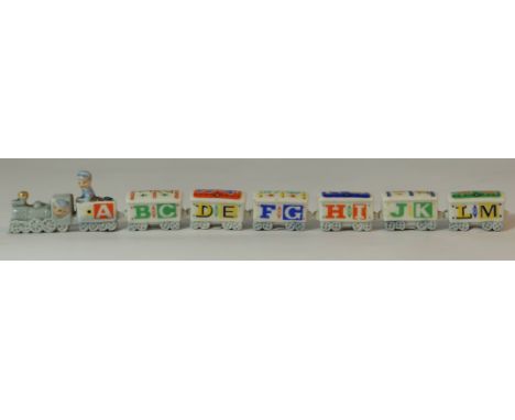 Wade rare childrens set The alphabet train comprising Train and 6 carriages decorated with letters and numbers  (damage to en