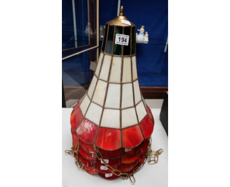 A set of quality coloured glass hanging light shades (5)