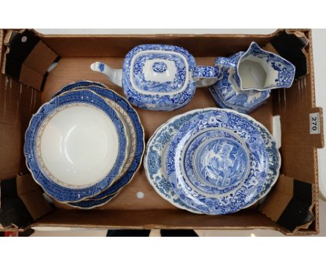 A collection of blue and white pottery to include booths Old willow, Spode Italian etc  (16)