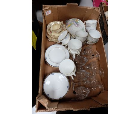 A collection of mixed teaware to include Royal Winton items, Adderley cups and saucers, Royal Doulton Princeton cups, side pl