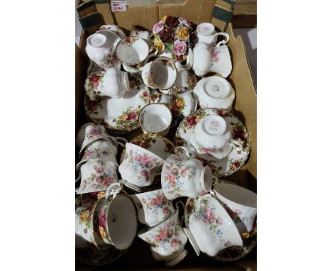 A collection of Royal Albert teaware to include Old Country Rose and Moss Rose cups, saucers, side plates etc (56)