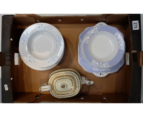 A collection of Spode dinnerware with Blanche de china (USA) backstamp and similar blue and white items together with lemon a