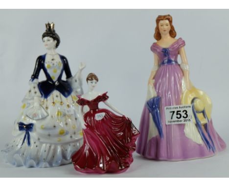 A collection of lady figures to include Coalport Millennium Princess, Goebel Southern Belle and small Coalport lady (3) 