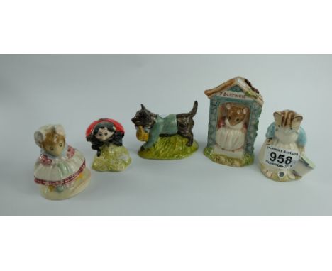 A collection of Royal Albert Beatrix Potter figures to include John Joiner, Mother Ladybird, Miss Dormouse, The Old Woman who