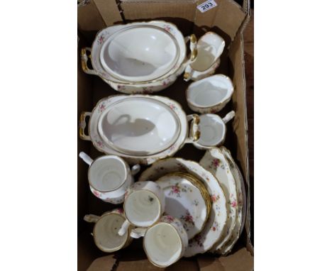 Royal Albert Tenderness dinnerware items to include tureens, cups, saucers, servers etc (19) (seconds)